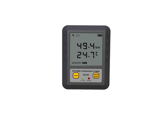 Enregistreur de données de température et d'humidité en temps réel avec écran LCD sans fil en gris